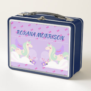 WINGED UNICORN BLUE S PASTEL FARBEN Metalldose Metall Brotdose