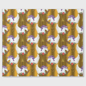 Winged Unicorn Gold Weihnachten Geschenkpapier (Flach)