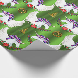 Winged Unicorn Green Christmas Geschenkpapier