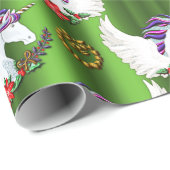 Winged Unicorn Green Christmas Geschenkpapier (Rolleneckpunkt)