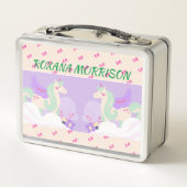 WINGED UNICORN GREEN PASTEL FARBEN Metal Lunchbox (Rückseite)