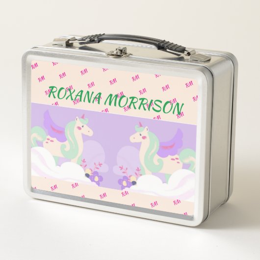WINGED UNICORN GREEN PASTEL FARBEN Metal Lunchbox (Vorderseite)