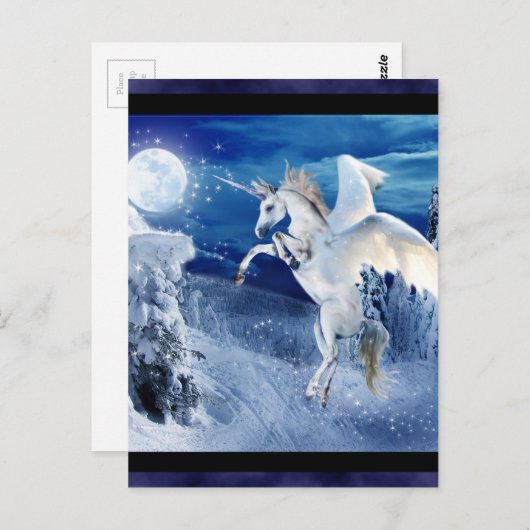 Winged Unicorn Pegasus Moon Horse Snows Tir'Rielle Postkarte (Vorne/Hinten)