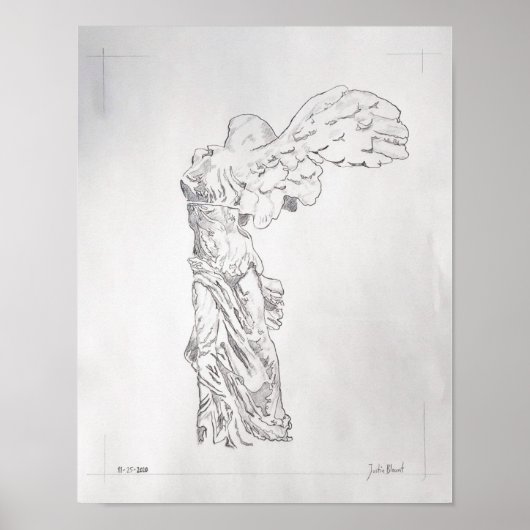 Winged Victory-Graphit zeichnend Poster (Vorne)