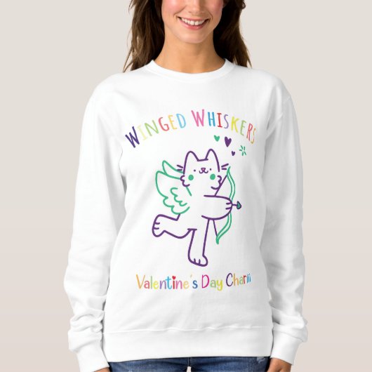 Winged Whiskers Valentinstag Charm Sweatshirt (Vorderseite)