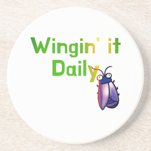 Wingin It Daily Funny Bug Humor Getränkeuntersetzer (Vorne)