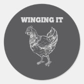 Winging It Funny Chicken Wings Lovers Quote  Runder Aufkleber (Vorderseite)