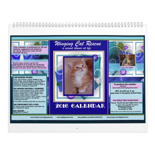 Winging Katze retten Sie den 2016 Prämien-Kalender Kalender (Titelbild)