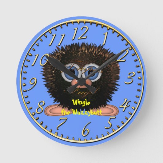 Wingle the Wuzzybutt Kids' Fun Cartoon Clock Runde Wanduhr (Vorderseite)