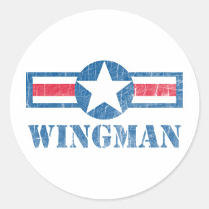Wingman Vintag Runder Aufkleber