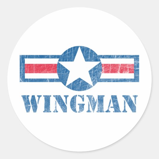Wingman Vintag Runder Aufkleber (Vorderseite)