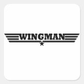 Wingman Wings Logo Quadratischer Aufkleber (Vorderseite)