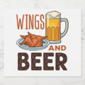 Wings and Bierhühner Wings Drinken Bierflaschenetikett (Einzelnes Label)