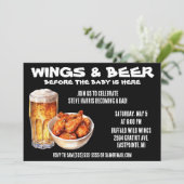 Wings & Beer Before Baby ist da! Vater Babydusche Einladung (Stehend Vorderseite)