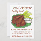 Wings Celebrate Big Game Football Tailgate Party Einladung (Vorderseite)