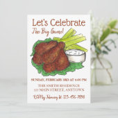 Wings Celebrate Big Game Football Tailgate Party Einladung (Stehend Vorderseite)