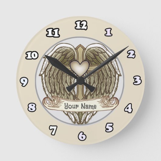 Wings Cross Herz Uhr (Vorderseite)