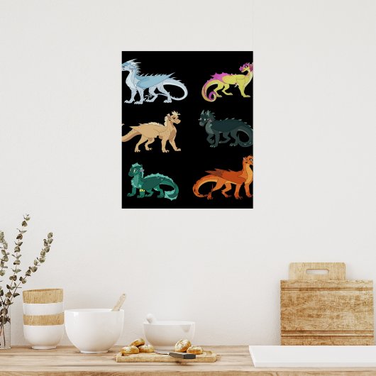 Wings fire Set Aufkleber Dragon Classic Poster (Küche)