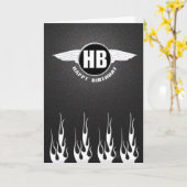 Wings & Flames : Biker zum Geburtstag Karte (Gelbe Blume)