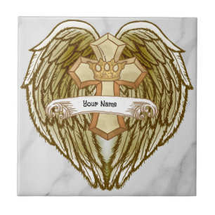 Wings Kreuz Krone Christliche Fliese