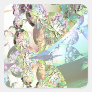 Wings of Angels - Celestite & Amethyst Crystals Quadratischer Aufkleber