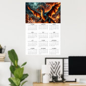 Wings of Flame: 2026 Mythical Dragon Calendar Poster (Heimbüro)