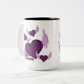 Wings of Liebe Lila Logos Kaffee Tasse (Vorderseite Links)