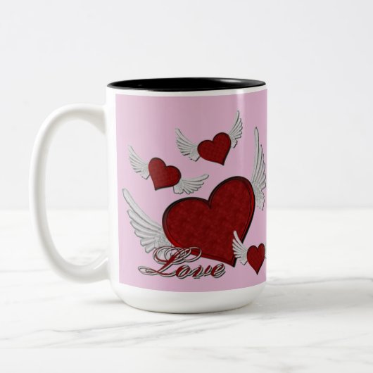 Wings of Liebe Red Logo Rosa Kaffee Tasse (Links)