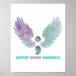 Wings Semicolon unterstützt Suicide Awareness Aqua Poster