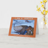 Wings Up Eastern Bluebird Vogelbeobachter Karte (Gelbe Blume)