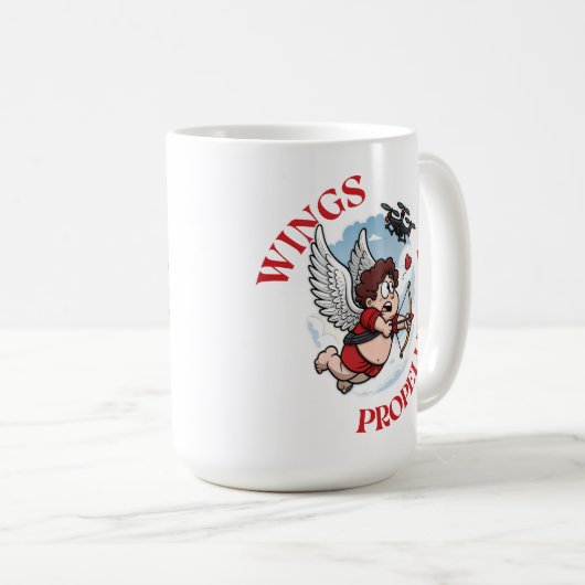 Wings vs Propellers, Cupidon vs Drone, Valentine’s Kaffeetasse (VorderseiteRechts)
