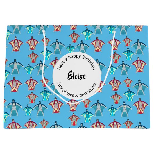 Wingsuit Skydiving Große Geschenktüte (Vorderseite)