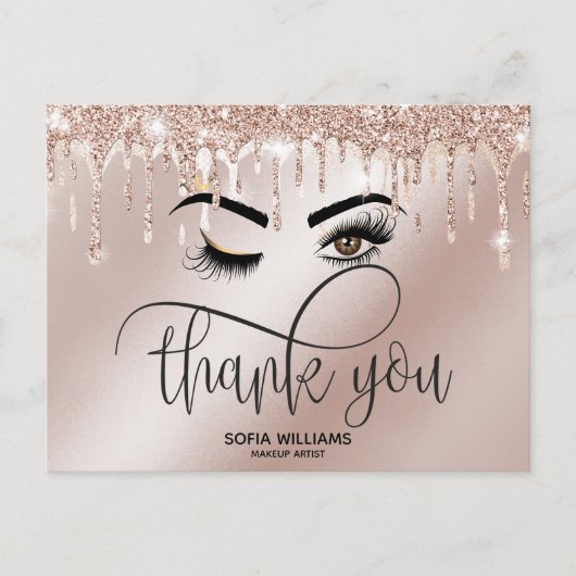 Wink Beautiful Brown Eye mit Goldkrone Postkarte (Vorderseite)