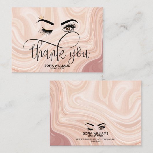 Wink Beautiful Eye staubige rosa Marmor Aftercare Empfehlungskarte (Vorne/Hinten)