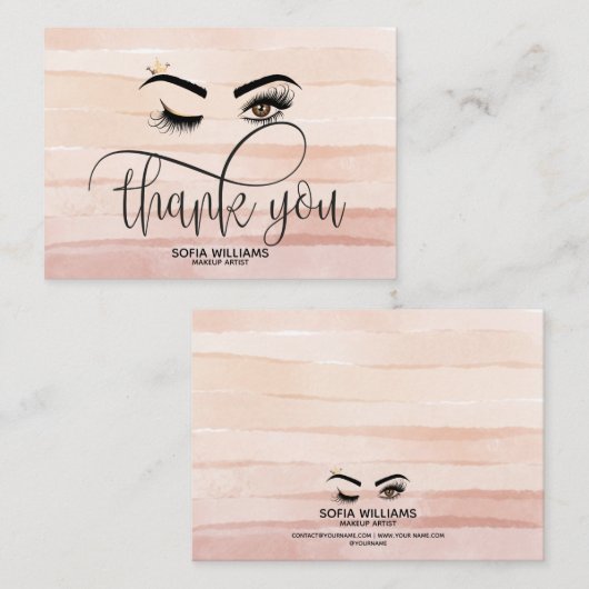 Wink Beauwn Brown Eye staubig pink Aftercare Empfehlungskarte (Vorne/Hinten)