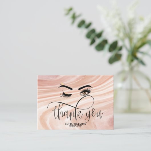 Wink Beauwn Brown Eye staubig pink Aftercare Empfehlungskarte (Stehend Vorderseite)