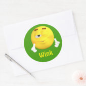Wink Emoji Emoticon Cartoon Face Runder Aufkleber (Umschlag)