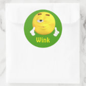 Wink Emoji Emoticon Cartoon Face Runder Aufkleber (Tasche)