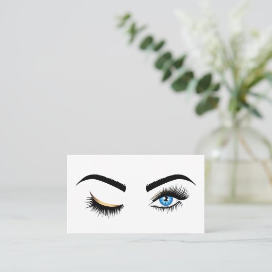 Wink Eye Makeup Künstler Blue Eyes Lash Extension Visitenkarte (Stehend Vorderseite)