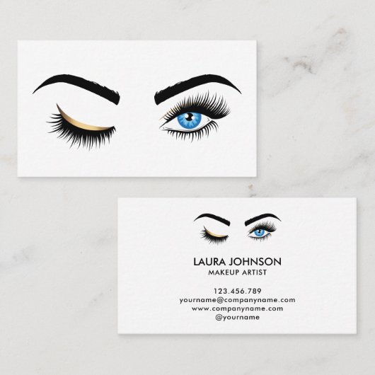 Wink Eye Makeup Künstler Blue Eyes Lash Extension Visitenkarte (Vorne/Hinten)
