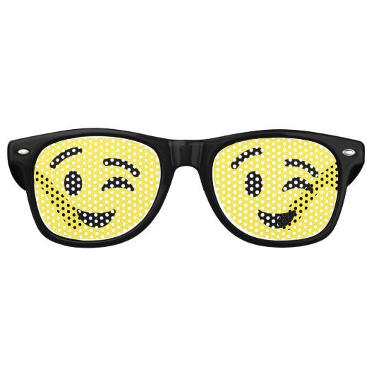 Wink Face Emoji Partybrille (Vorderseite)