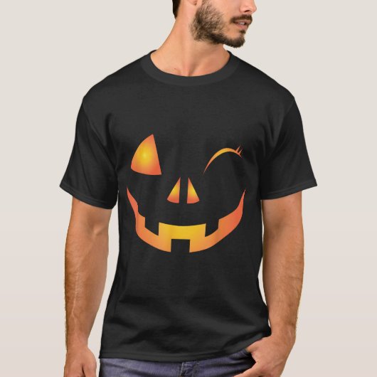Wink Face Pumpkin Kürbislaterne Kostüm Cool T-Shirt (Vorderseite)