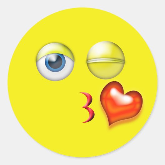 Wink Kiss Emoji Runder Aufkleber (Vorderseite)