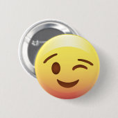 Wink-Lächeln-Gelb Emoji Knopf-Button Button (Vorne & Hinten)