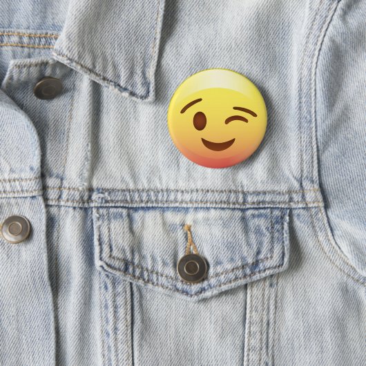 Wink-Lächeln-Gelb Emoji Knopf-Button Button (Beispiel)