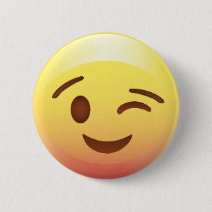 Wink-Lächeln-Gelb Emoji Knopf-Button Button
