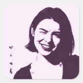 "Wink" Square Sticker flirty girl design pink sass (Vorderseite)