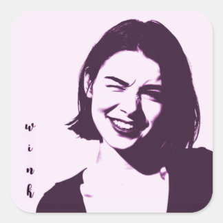 "Wink" Square Sticker flirty girl design pink sass