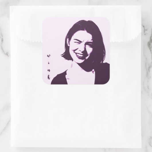 "Wink" Square Sticker flirty girl design pink sass (Tasche)
