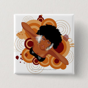 Winkel einer Frau, die Musik mit Kopfhörern Button